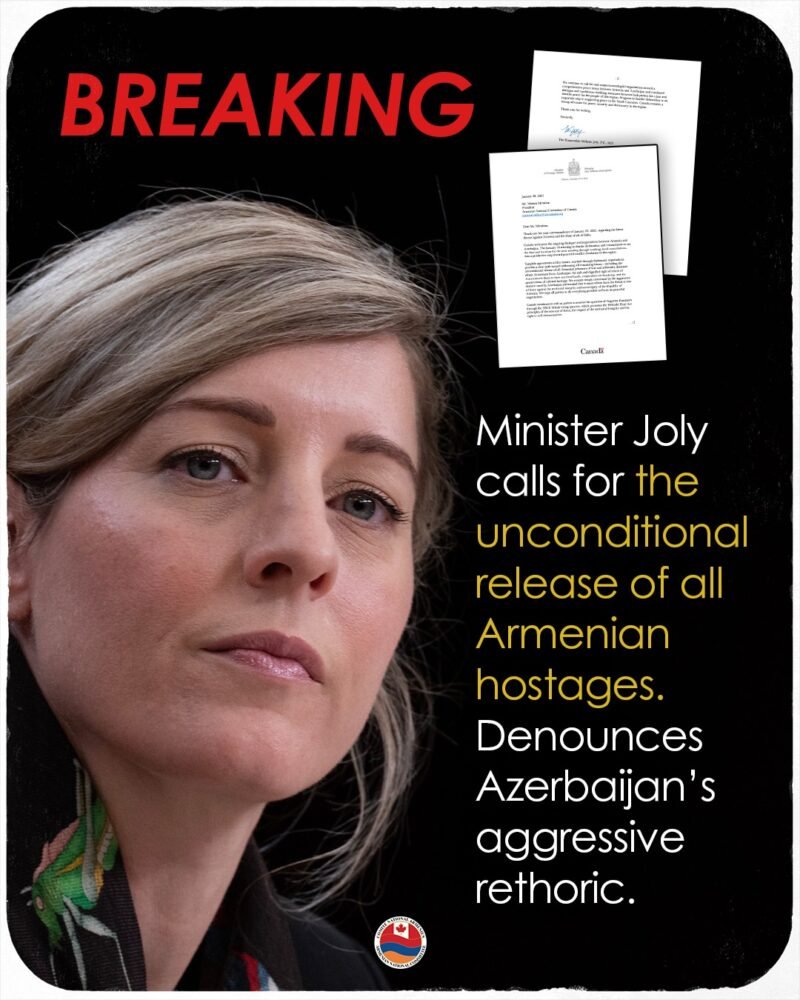 Canada’s Foreign Minister Calls For the Unconditional Release of All Armenian Hostages