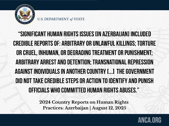 U.S. State Department Report Documents Azerbaijan’s Detention of Armenian Prisoners, Ethnic Cleansing of Artsakh, and Destruction of Christian Heritage