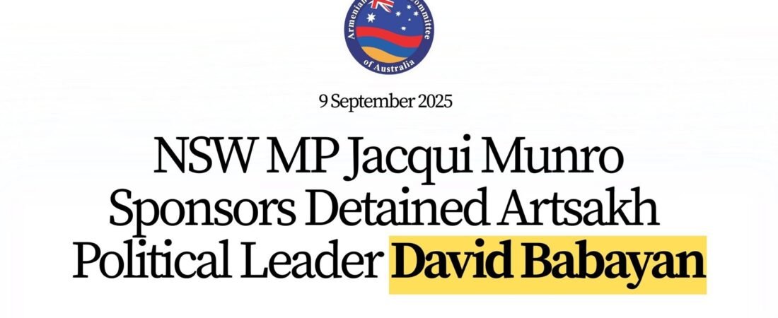 NSW MP Jacqui Munro Sponsors Detained Artsakh Political Leader David Babayan