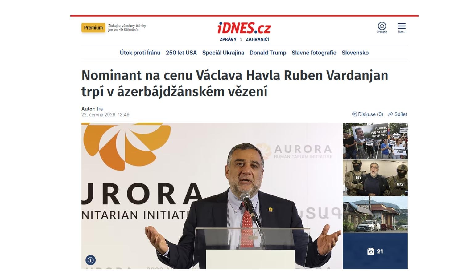 Václav Havel Prize Nominee Ruben Vardanyan Suffers in an Azerbaijani Prison